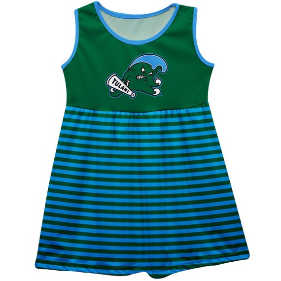 Tulane Green Wave Vive La Fete Girls Game Day Sleeveless Tank Dress Solid  Green Mascot Stripes on Skirt - Etsy