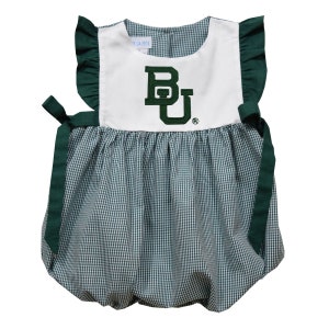 Baylor University Bears University Bears Embroidered Hunter Green Gingham Girls Bubble