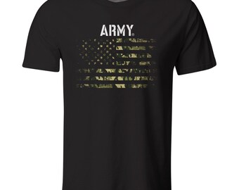 Flag Camo Army Black And Green Short Sleeve Men Tee Shirt