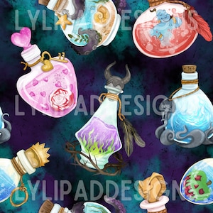 Evil Villain Potions Seamless Pattern - Digital Download
