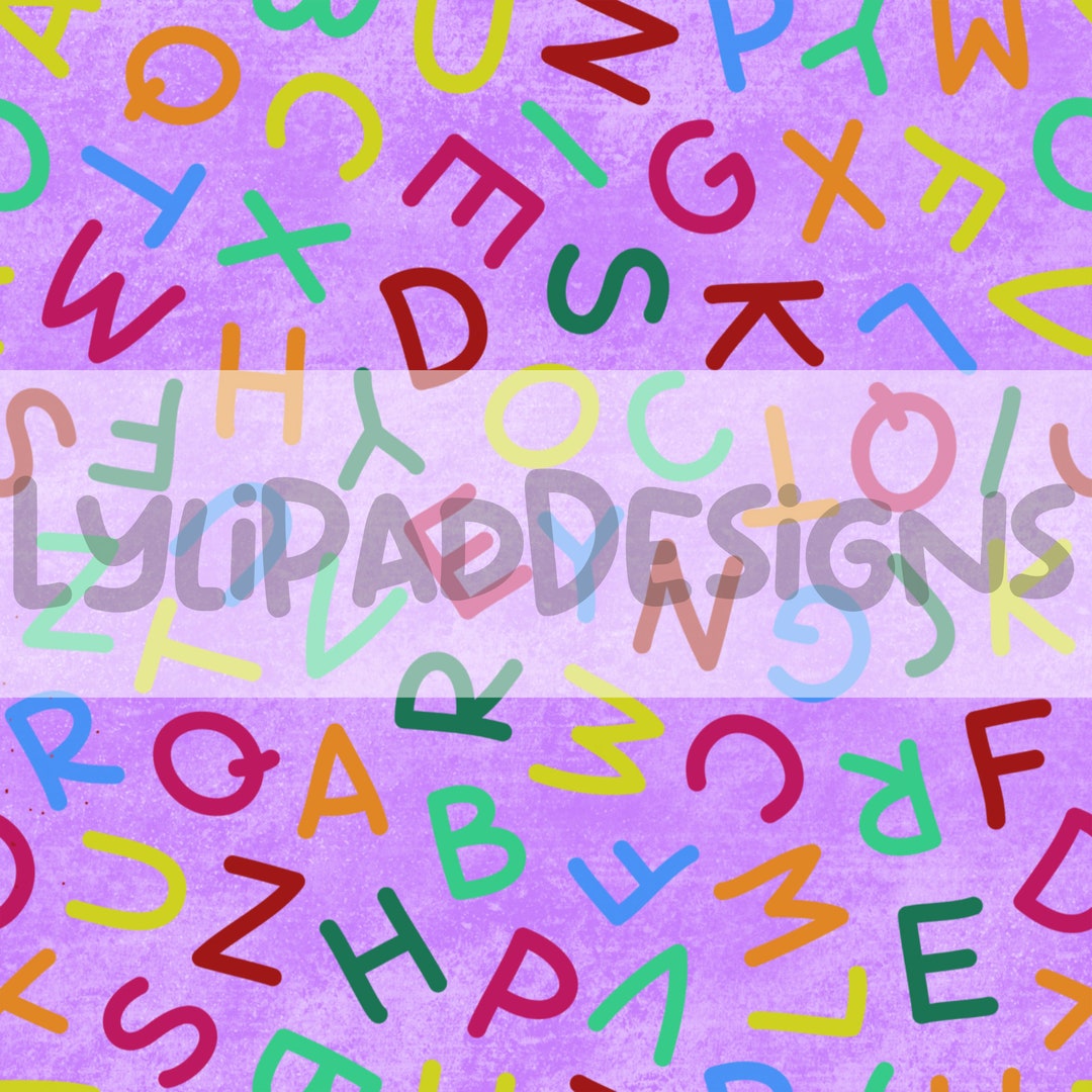 Bright Crayon Letters Seamless Pattern Digital Download Etsy