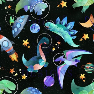 Space Dinos Seamless Pattern - Digital Download