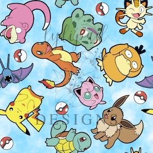 Anime Poke Babies Seamless Pattern - Digital Download