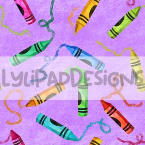 Bright Crayons Seamless Pattern - Digital Download