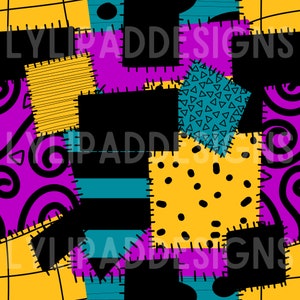 HAND DRAWN Nightmare Doll Patches Seamless Pattern - Digital Download