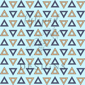 Blue and Orange Triangles Seamless Pattern for Blue Dog Family - Digital Download