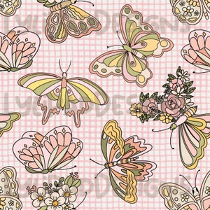 Boho Butterfly Seamless Pattern - Digital Download