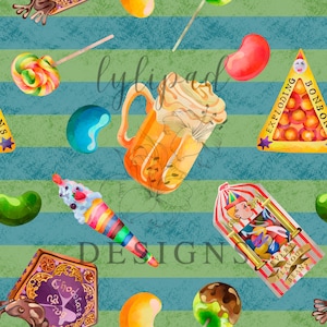Magic School Candy Store Seamless Pattern - Digital Download