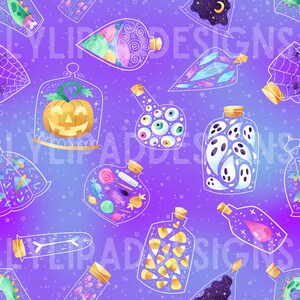 Halloween Potions Seamless Pattern - Digital Download