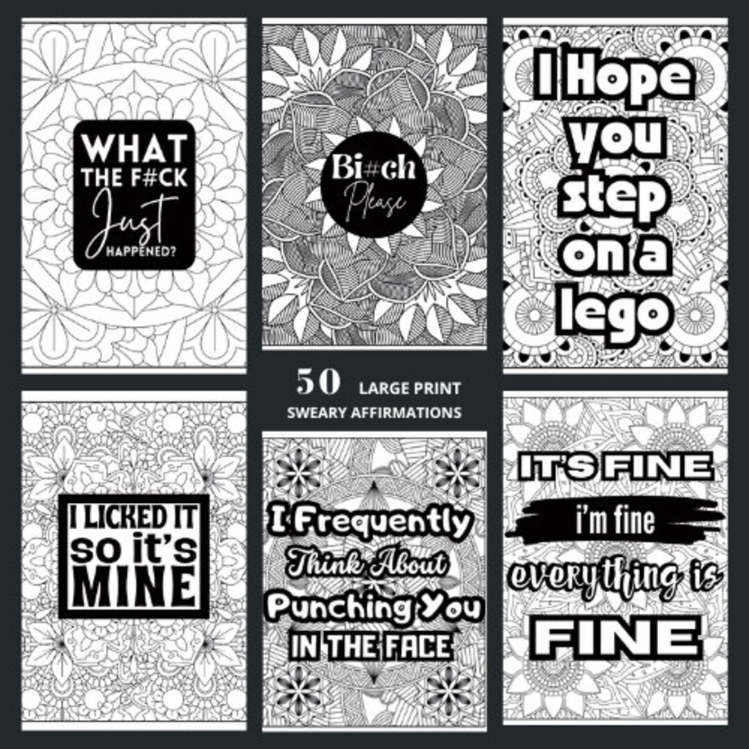 50 Printable Adult Coloring Mandala Pages, PDF Vulgar Coloring Pages ...