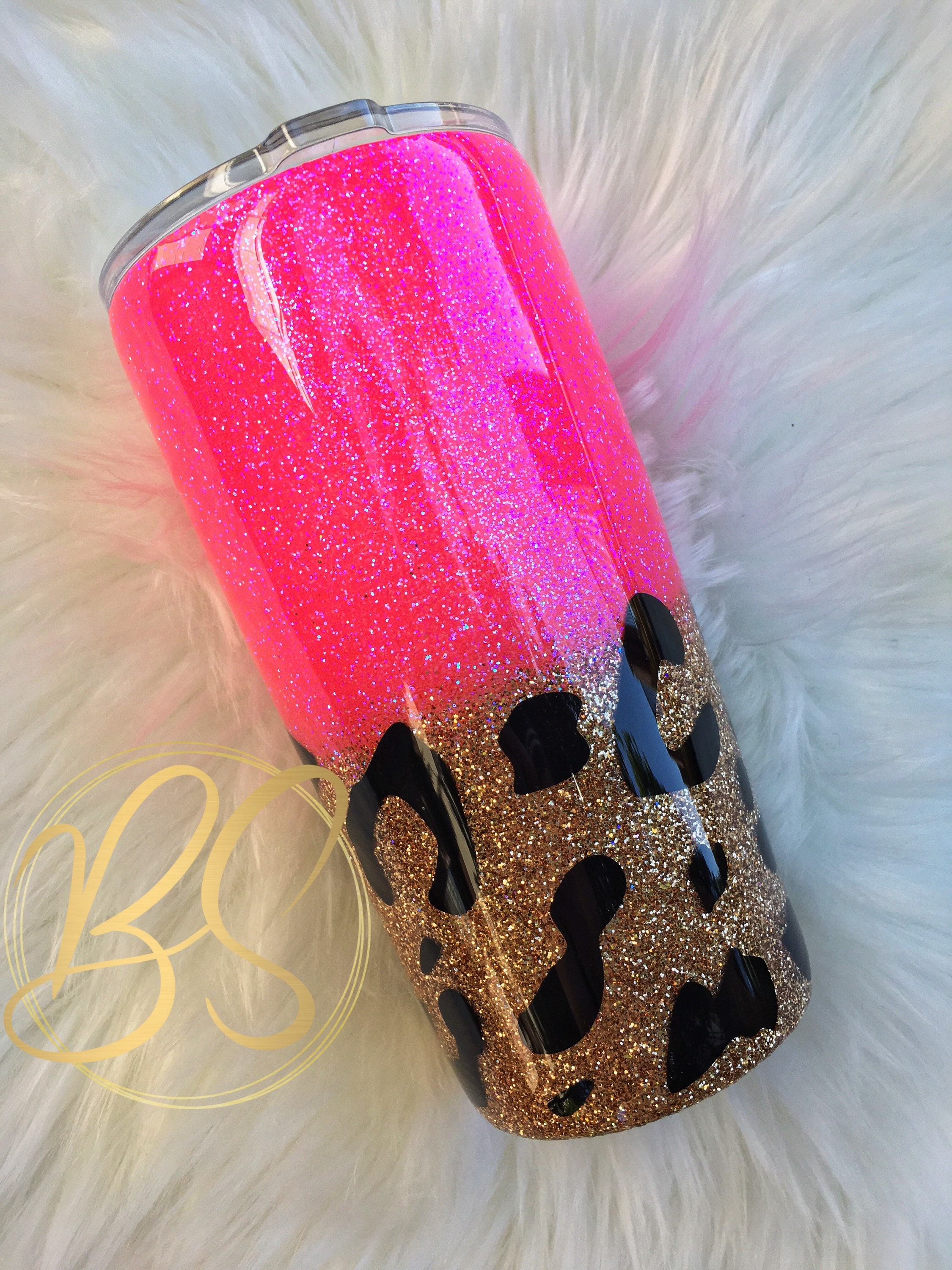 Pink and Gold Leopard Print Glitter Personalized Tumbler FREE - Etsy