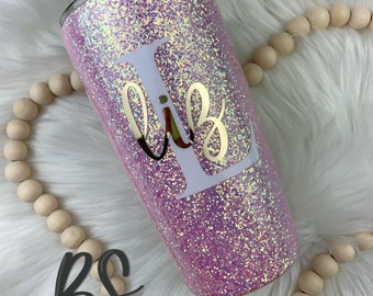 Pink Glitter Tumbler with Straw: Personalized Epoxy Cup