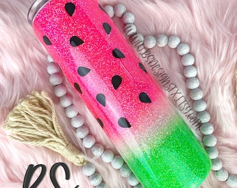 Watermelon Glitter Tumbler: Personalized Epoxy Stainless Steel Cup