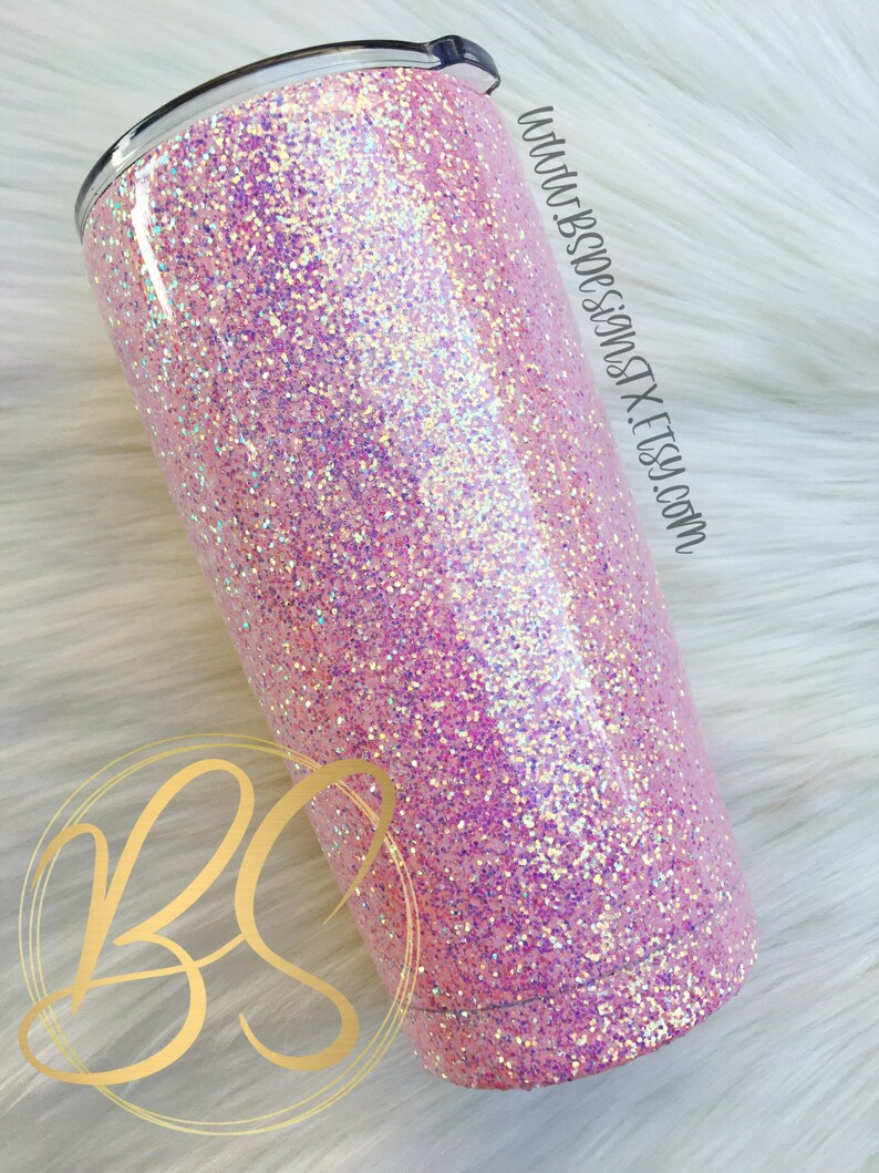 Pink Glitter Tumbler Sparkle Tumbler With Straw Personalized Etsy