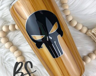 Custom Wood Grain Tumbler: Personalized Decal Stainless Steel Cup