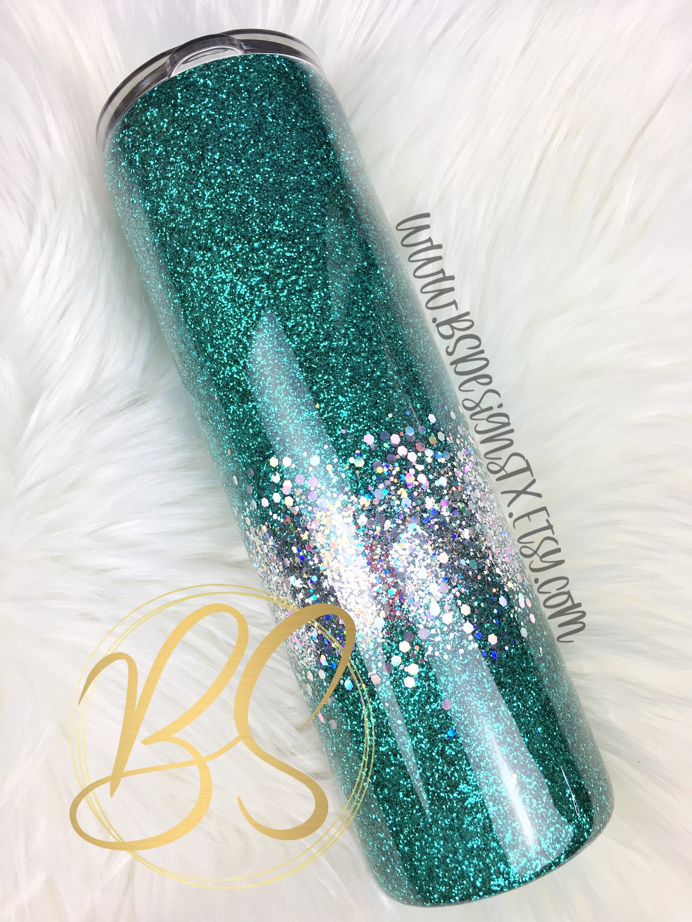 Green Glitter Tumbler Personalized Tumbler Free Shipping Etsy