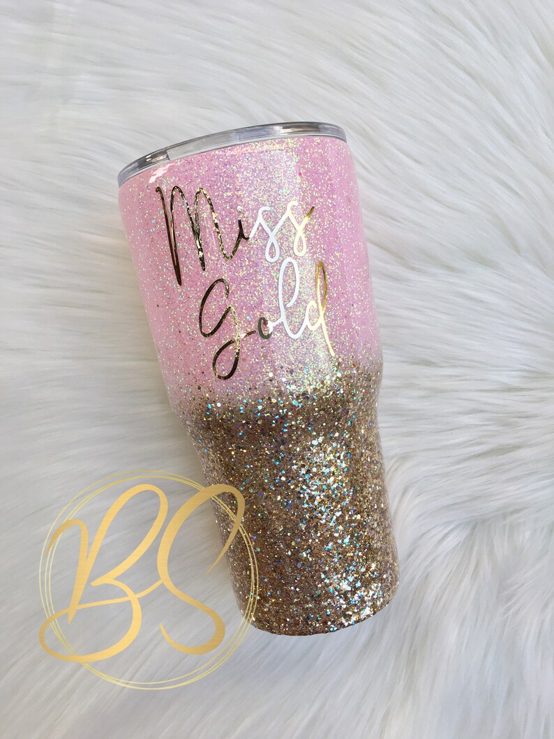 Pink Glitter Tumbler Personalized Tumbler Free shipping Etsy