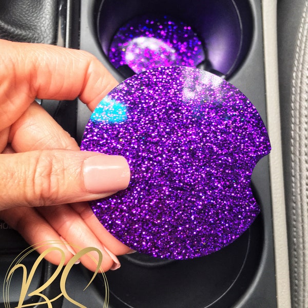 Glitter Car Cupholder Coasters, Car Accessories, Glitter  Coaster, Car Cupholder, Car Decor Gifts for Her, New Car Present, True Purple