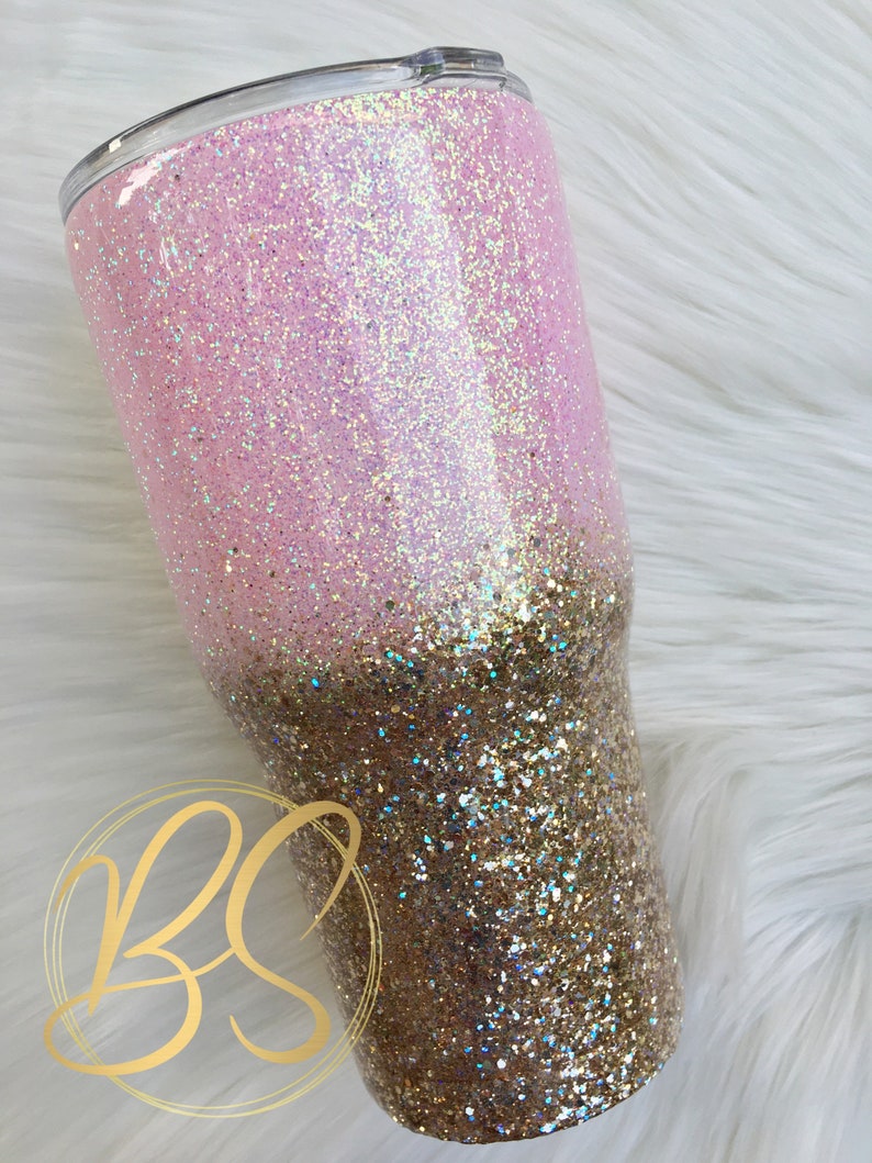 Pink Glitter Tumbler Personalized Tumbler Free shipping Etsy