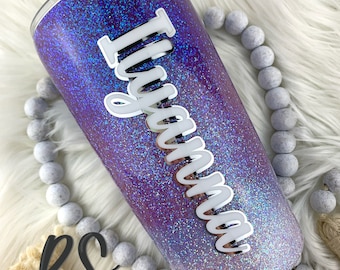 Purple Glitter Tumbler: Personalized Epoxy Sparkle Cup with Straw