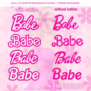 Paquete de fuentes Dolly / Descarga SVG TTF / Para despedidas de soltera, fiestas de cumpleaños, bodas y proyectos de bricolaje / Cricut / Y2K Pink / Fuentes femeninas