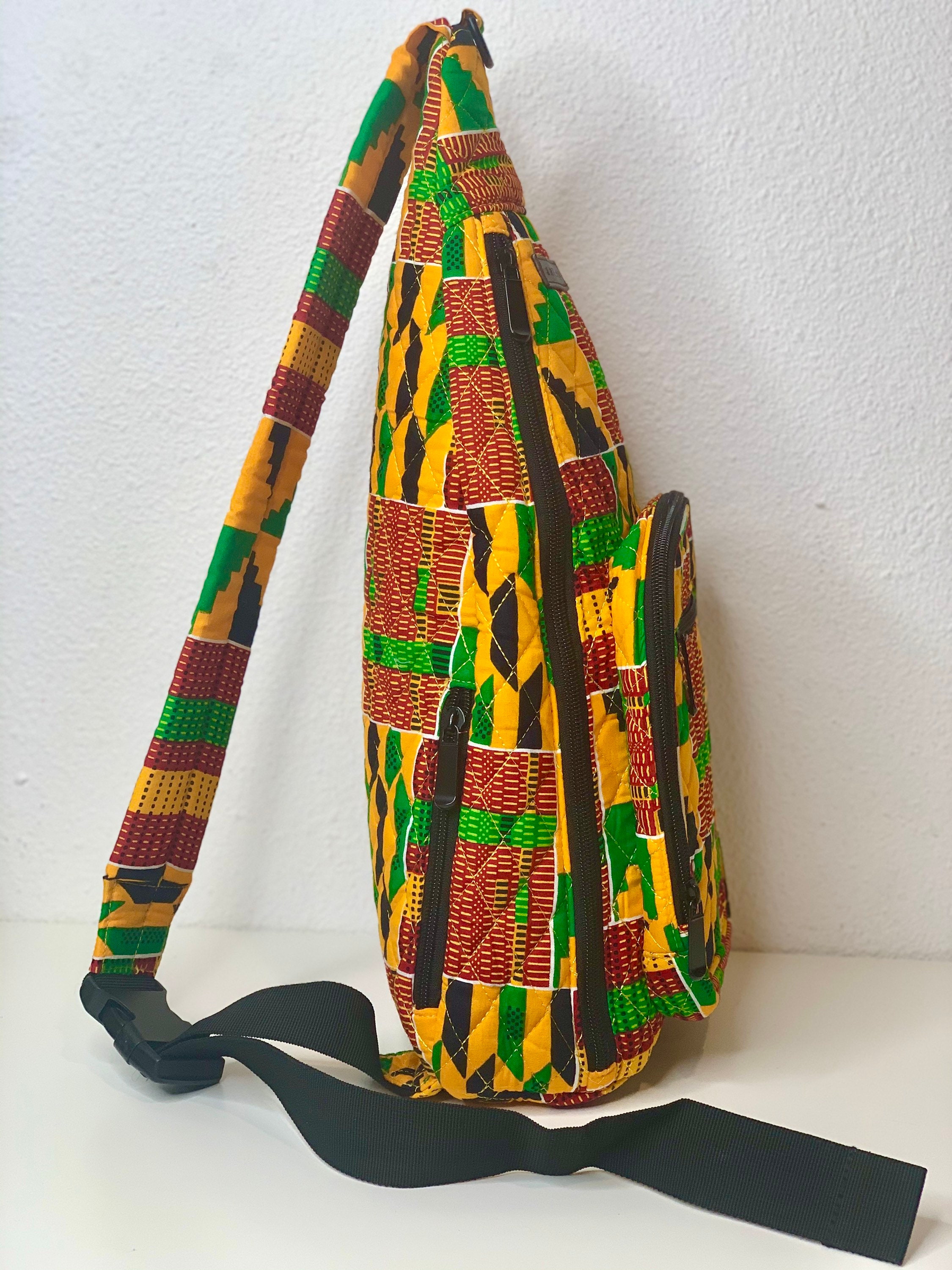 Kente Sling Backpack/ African Backpack/ African Bag/ African Wax