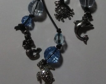 Ocean Themed Key Chain (Blue or Blue & Green Beads)