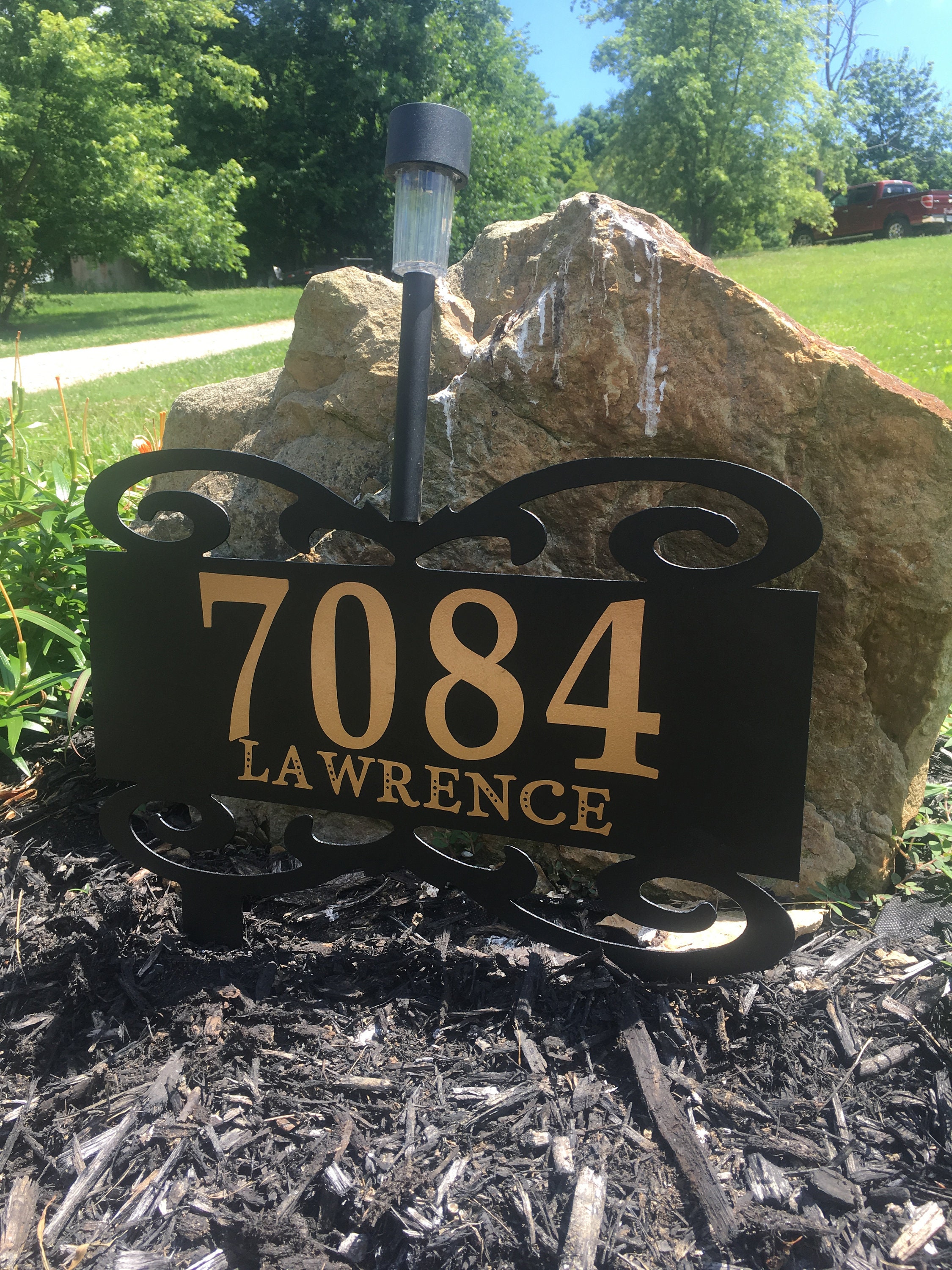 Yard Address Marker Address Sign Address solar light holder Etsy