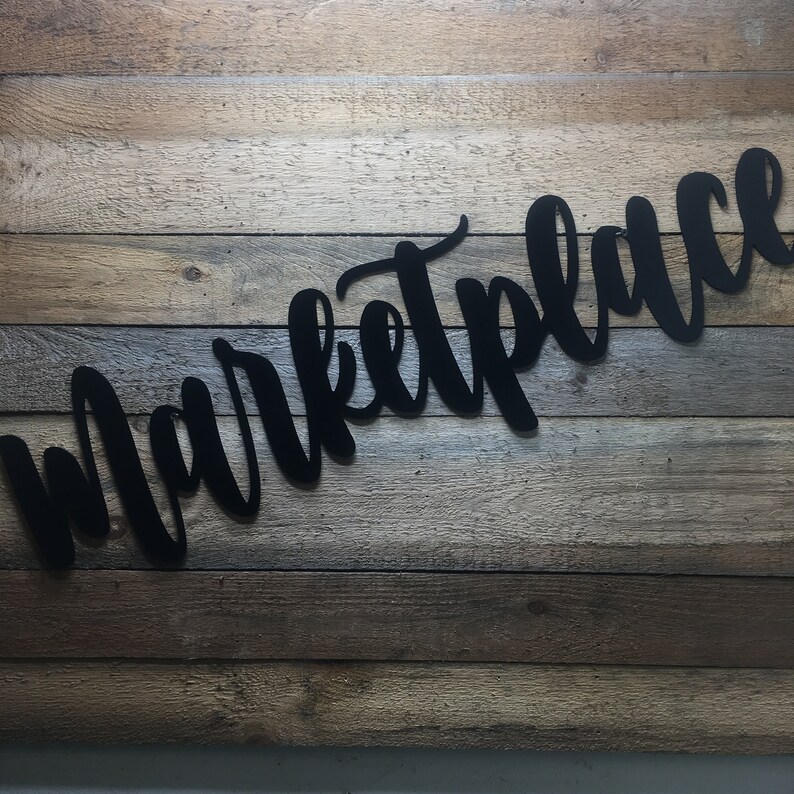 Custom Metal Cursive Sign Metal Names Cursive Word Metal Etsy