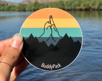 Hiking Dog Sticker - 3" Size Weatherproof and Durable, Outdoor Decal Sticker
