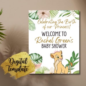 Nala Lion King Baby Shower Welcome Sign Editable, Nala Baby Shower Welcome Sign, Lion Cub Baby Shower Welcome Sign Printable Template