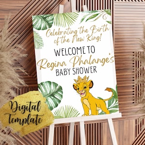 Lion King Baby Shower Welcome Sign Editable, Simba Baby Shower Welcome Sign, Lion Cub Baby Shower Welcome Sign Printable Instant Template