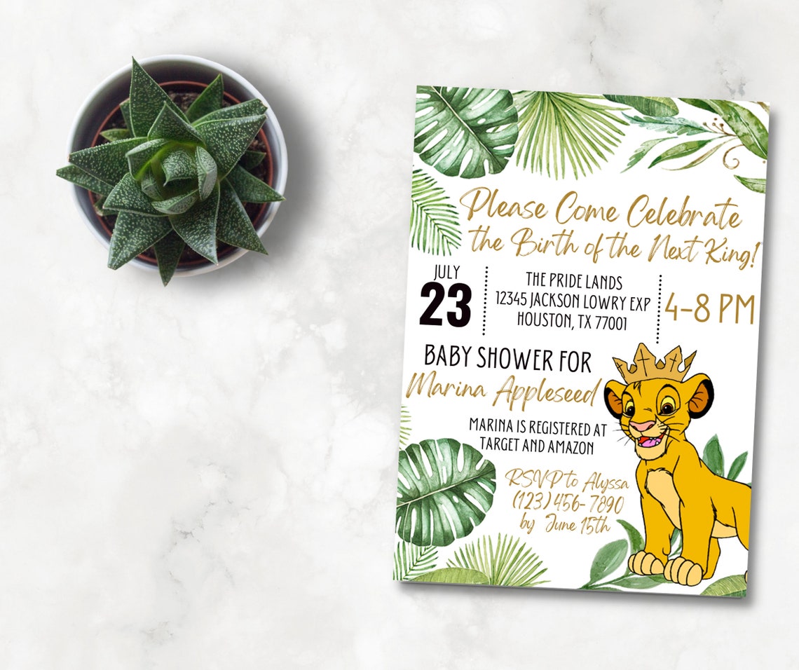 Lion King Baby Shower Invitation Editable Simba Baby Shower Invite lion-king-baby-shower-invitation-editable-simba-baby-shower-invite