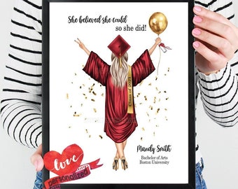 Stampa personalizzata per la laurea, regalo di laurea, regalo di laurea per amici, regalo di laurea per la sorella, laureato/a, stampa personalizzata per la classe del 2025