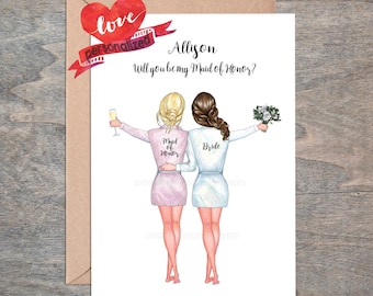Personalised Maid of Honor Proposal Card Maid of Honor Card Maid of Honor Gift Will You Be My Bridesmaid Card Bridesmaid Proposal Card