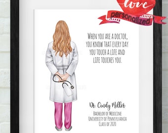 Personalized Doctor Graduation Print Medical School | Etsy