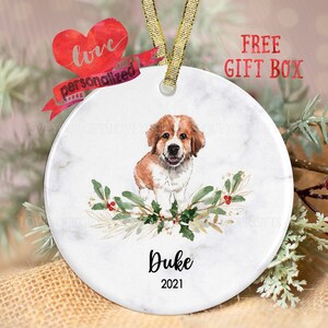 Personalized St. Bernard Christmas Ornament Custom St. Bernard Dog Ornament Puppy Ornament Pet Memorial Ornament Pet Ornament Dog Lover Gift