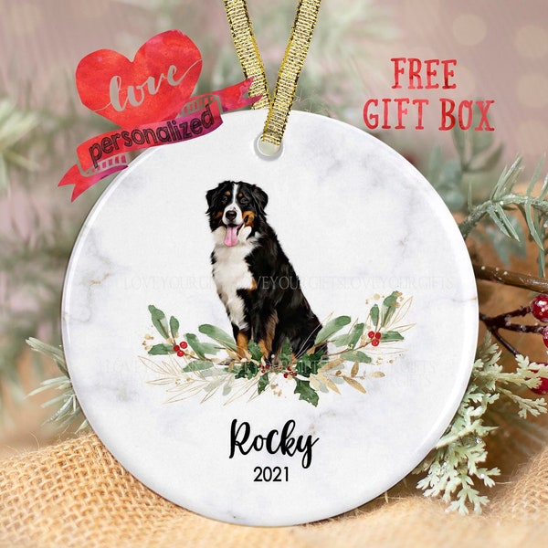 Personalized Bernese Mountain Christmas Ornament Personalized Bernese Mountain Ornament Dog Christmas Ornament Pet Memorial Ornament Dog Mom