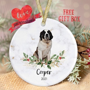 Personalized Saint Bernard Christmas Ornament Personalized Saint Bernard Ornament Dog Christmas Ornament Pet Memorial Ornament Dog Mom Gift