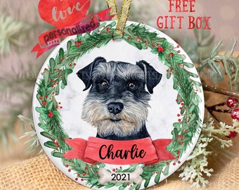 Personalized Schnauzer Christmas Ornament Schnauzer Ornament Personalized Dog Ornament Dog Lover Pet Ornament Dog Memorial Pet Ornament Gift