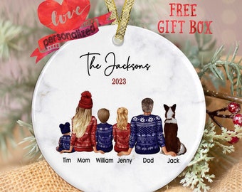 Personalized Family Christmas Ornament with Pets New Family Ornament Custom Family Ornament Dog Ornament Cat Ornament Our First Christmas