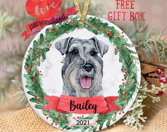 Personalized Schnauzer Christmas Ornament Schnauzer Ornament Personalized Dog Ornament Dog Lover Pet Ornament Dog Memorial Pet Ornament Gift