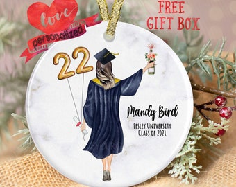 Personalized Graduation Ornament Class of 2024 Custom Graduation Christmas Ornament Masters Bachelor Doctorate College High School Grad Gift
