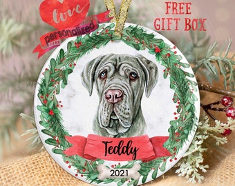 Personalized Mastiff Christmas Ornament Personalized Mastiff Ornament Dog Christmas Ornament Dog Ornament Dog Lover Gift Pet Memorial Gift