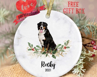 Personalized Bernese Mountain Christmas Ornament Personalized Bernese Mountain Ornament Dog Christmas Ornament Pet Memorial Ornament Dog Mom