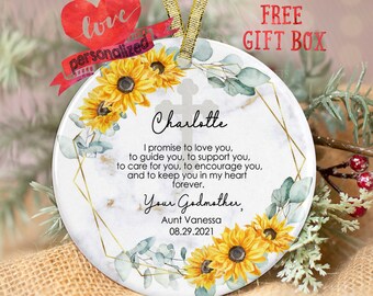 Personalized Godparents Ornament Godmother Ornament Godfather Ornament Promise To Baptism Ornament Christening Godson Goddaughter Christmas