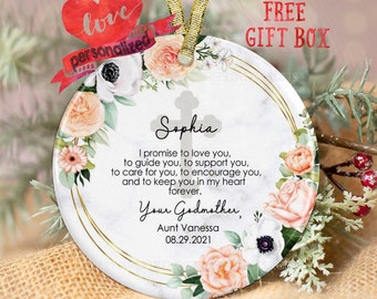 Personalized Godparents Ornament Godmother Ornament Godfather Ornament Promise To Baptism Ornament Christening Godson Goddaughter Christmas