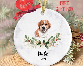 Personalized St. Bernard Christmas Ornament Custom St. Bernard Dog Ornament Puppy Ornament Pet Memorial Ornament Pet Ornament Dog Lover Gift