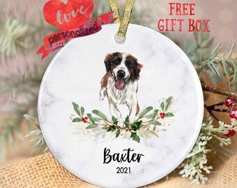 Personalized St. Bernard Christmas Ornament Custom St. Bernard Dog Ornament Puppy Ornament Pet Memorial Ornament Pet Ornament Dog Lover Gift