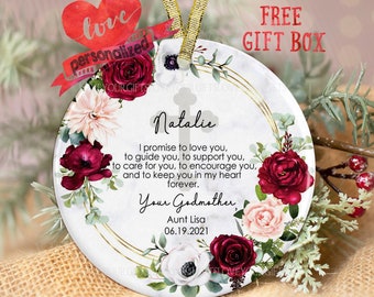 Personalized Godparents Ornament Godmother Ornament Godfather Ornament Promise To Baptism Ornament Christening Godson Goddaughter Christmas